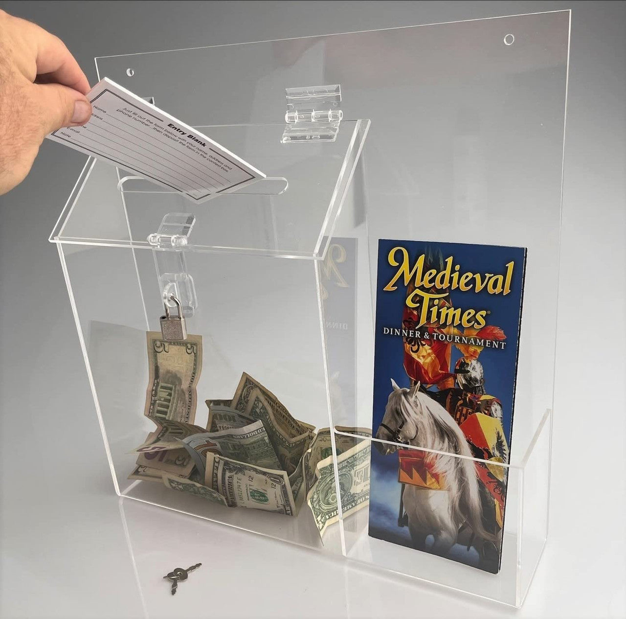 Wall Mount 9" Locking Ballot Box with Entry Form Pocket