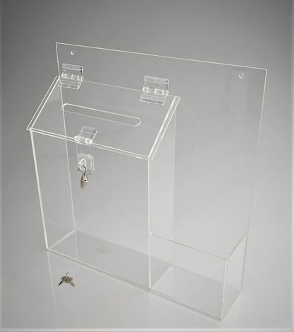 Wall Mount 9" Locking Ballot Box with Entry Form Pocket