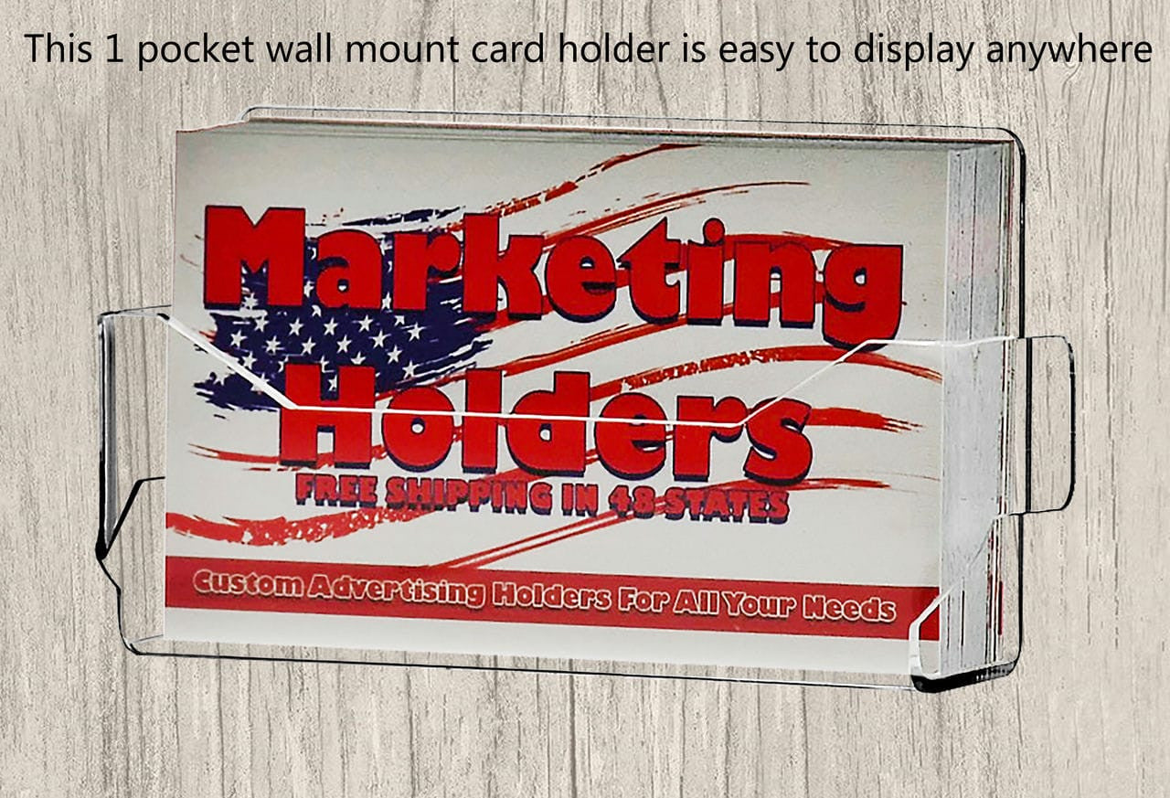 Business Card Holder Rack Single Pocket Clear Wall Mount