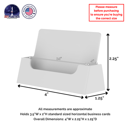 Business Card Holder White Pocket Plastic Horizontal Countertop