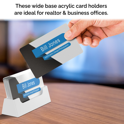 Business Card Holder White Pocket Plastic Horizontal Countertop