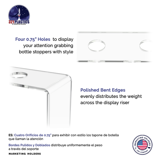 Wine Bottle Stopper 4 Slot Display Riser Tabletop Bar Essentials