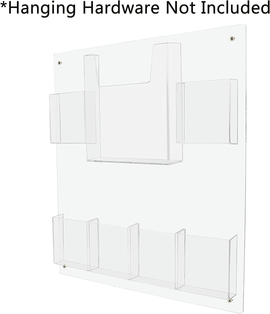 Wall 6 Pocket Brochure Rack for 4"W Trifold Literature with Catalog Holder
