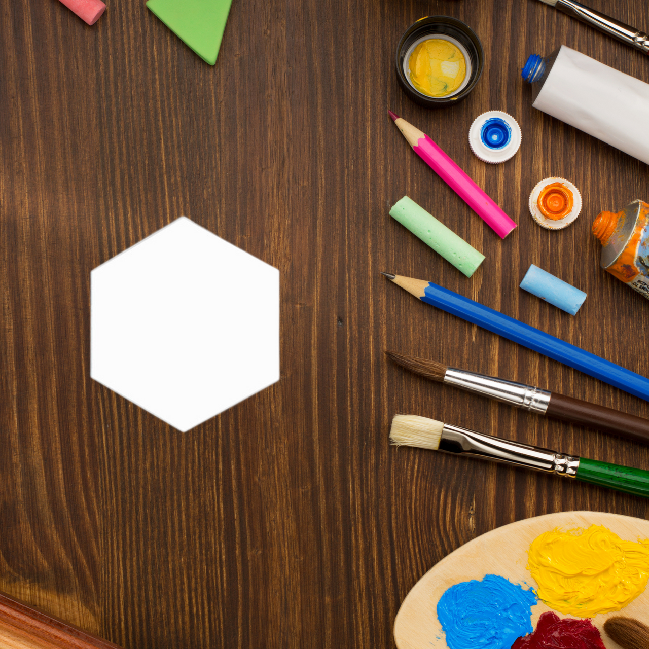 Hexagon Tile 4" White Acrylic 1/8" Thick Pieces for Crafts