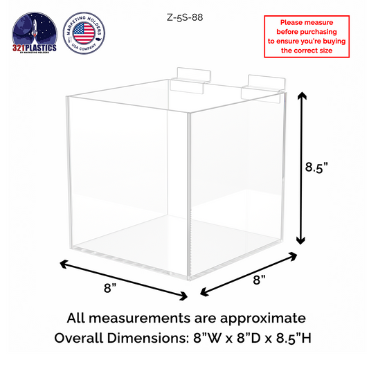 8"W Slatwall Retail Bin Clear Acrylic Merchandise Storage Box