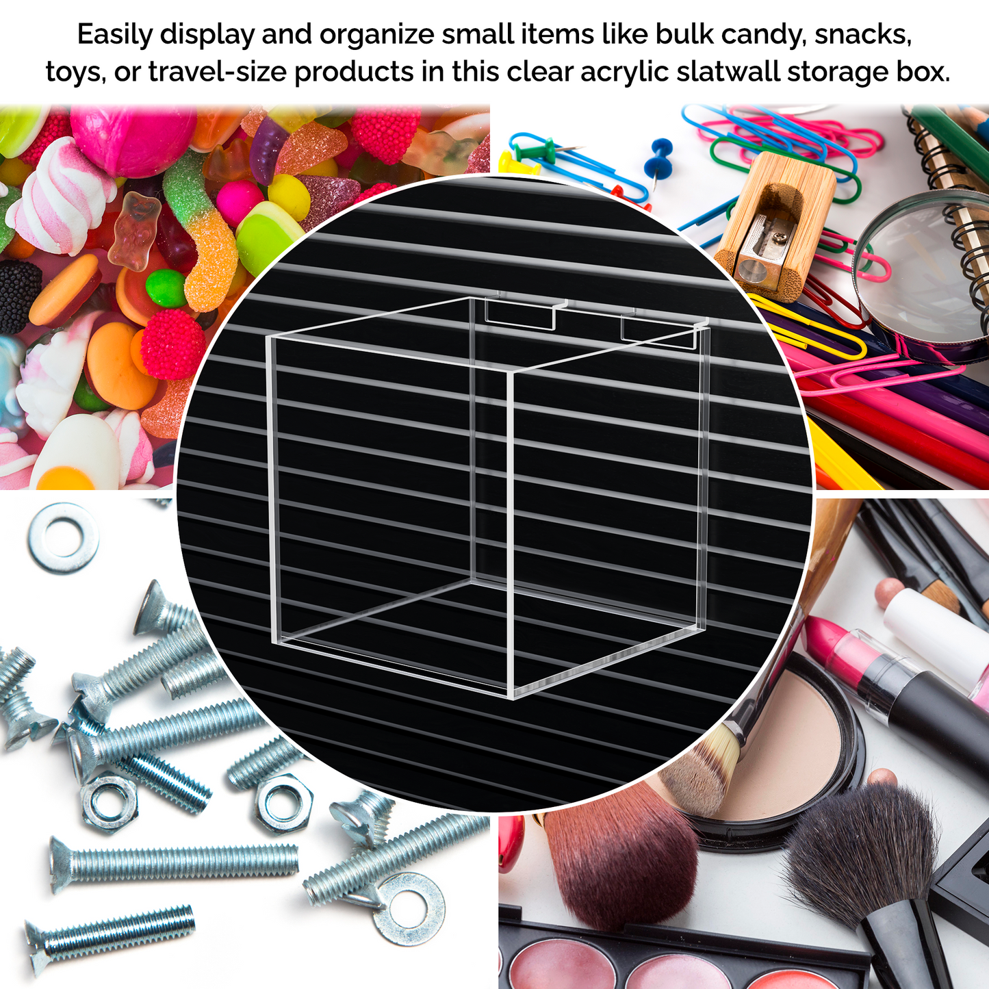 8"W Slatwall Retail Bin Clear Acrylic Merchandise Storage Box