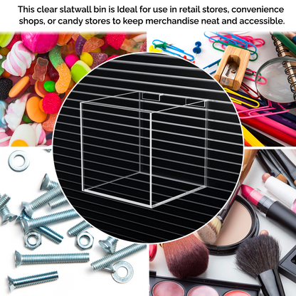 9"W Slatwall Retail Bin Clear Acrylic Merchandise Storage Box