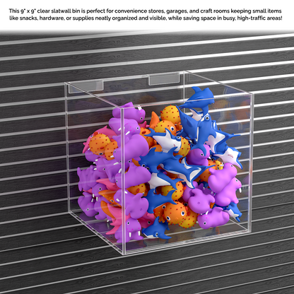9"W Slatwall Retail Bin Clear Acrylic Merchandise Storage Box