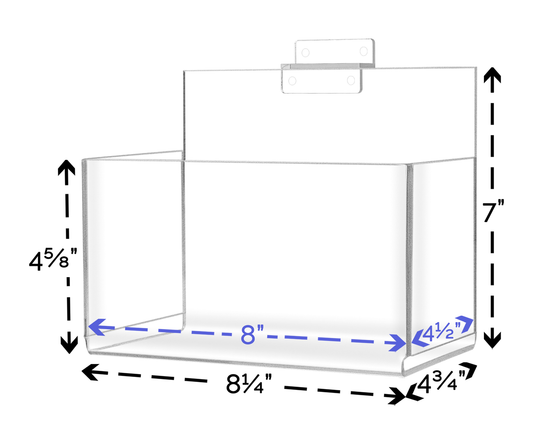 Slatwall 8"W Merchandise Display Bin with High Back