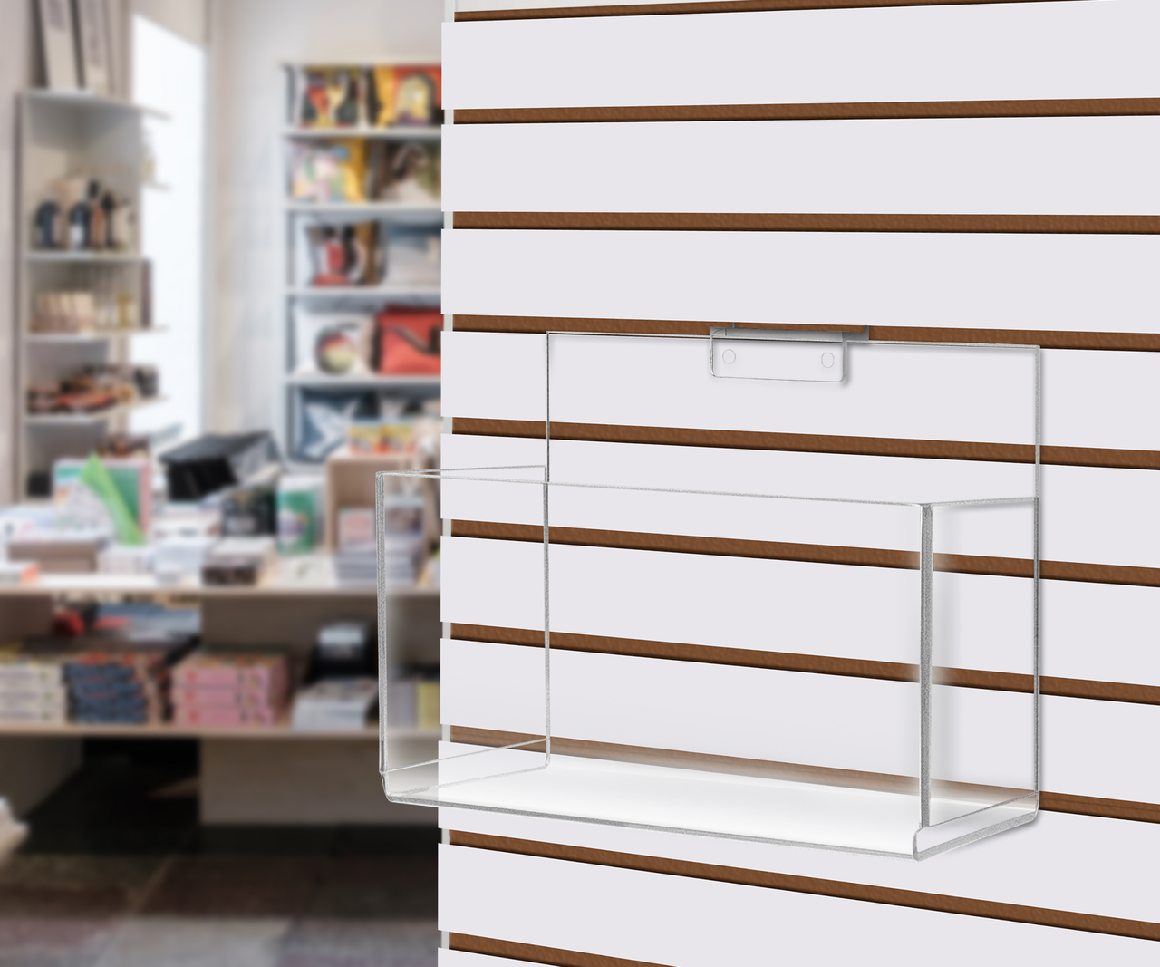 Slatwall 8"W Merchandise Display Bin with High Back