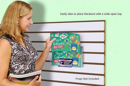 Slatwall 8.5"W Horizontal Brochure Holder with Business Card Slot