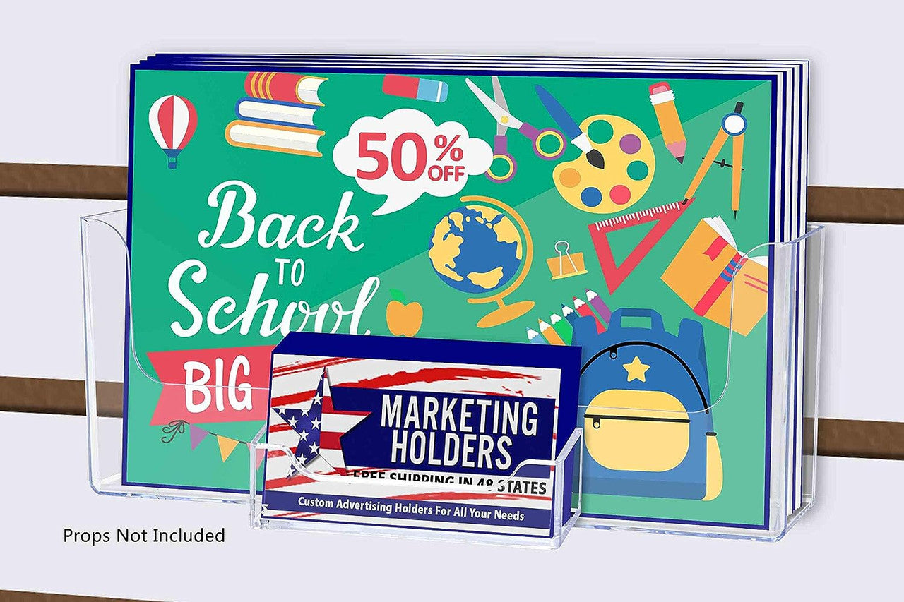 Slatwall 8.5"W Horizontal Brochure Holder with Business Card Slot