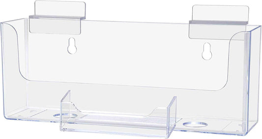 Slatwall 8.5"W Horizontal Brochure Holder with Business Card Slot