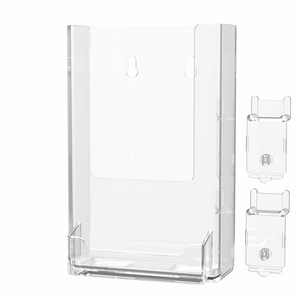 Slatwall 4" Trifold Brochure Holder with Business Card Pocket