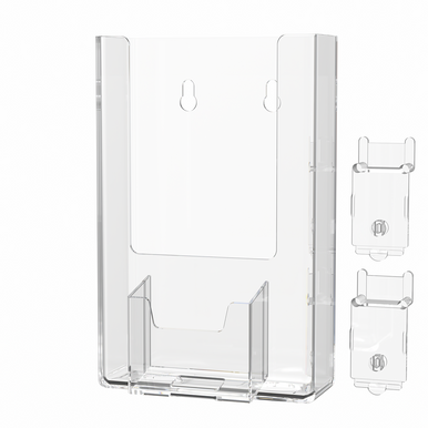 Slatwall 4" Trifold Holder with Vertical Business Card Pocket