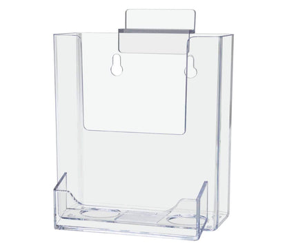 Slatwall 4"W Trifold Brochure Holder with Business Card Slot