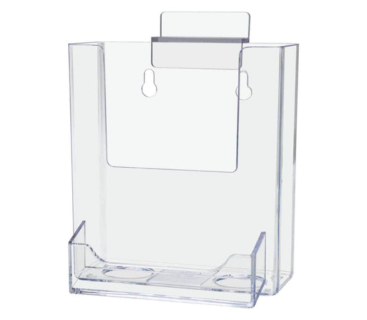 Slatwall 4"W Trifold Brochure Holder with Business Card Slot