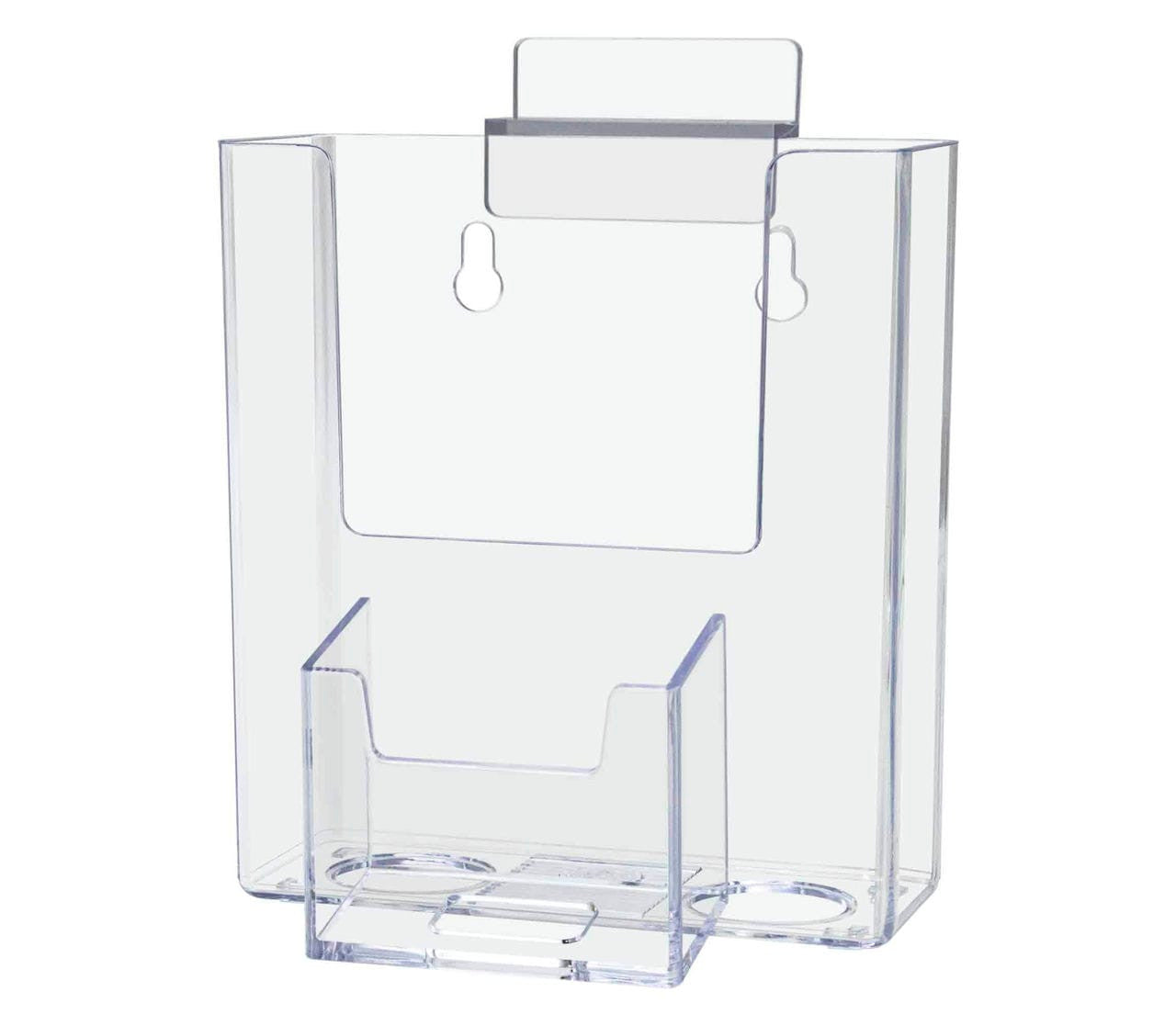 Slatwall 4"W Trifold Brochure Holder with Vertical Card Slot