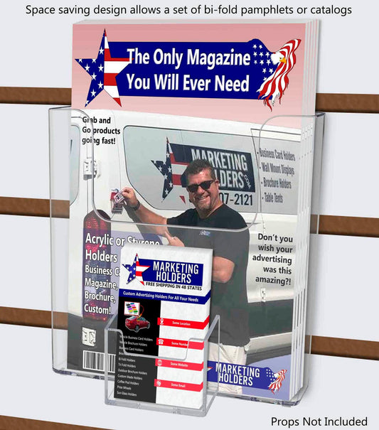 Slatwall 6.5" Advertisement Holder with Vertical Business Card Slot