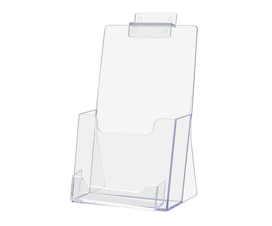 Slatwall 4.25" Trifold Brochure Holder with Business Card Slot