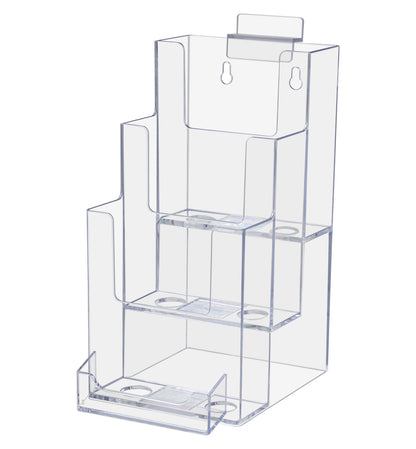 Slatwall 4"W Trifold Brochure Holder with Appointment Card Slot