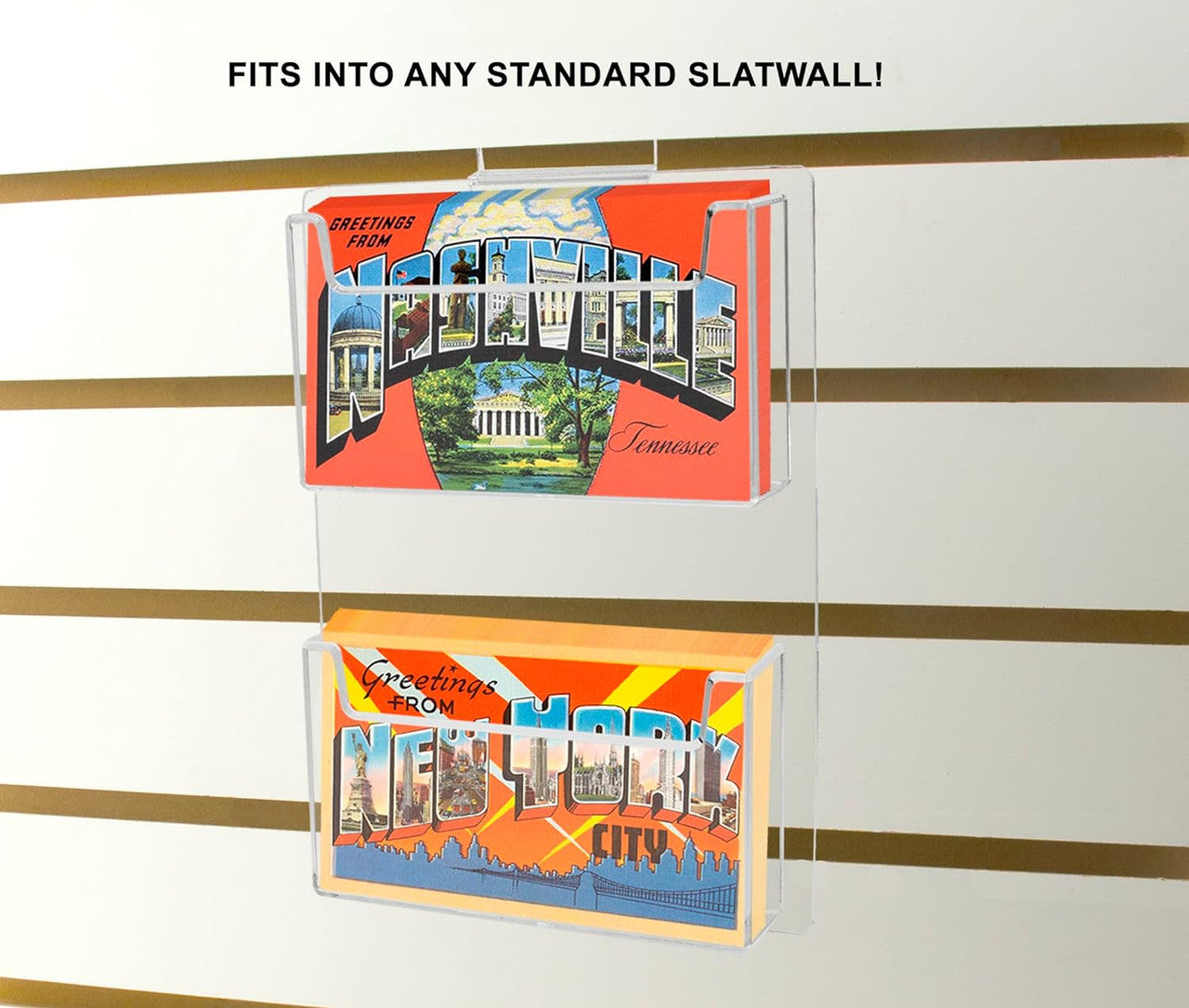 Slatwall 6"W Postcard Holder 2 Pocket Index Time Card Rack