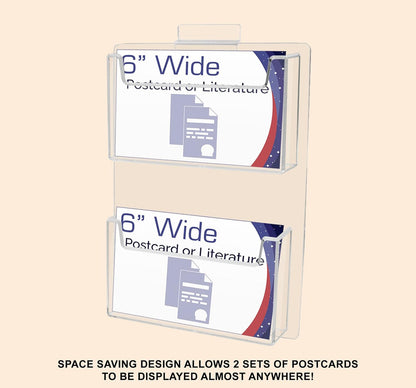 Slatwall 6"W Postcard Holder 2 Pocket Index Time Card Rack