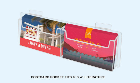 Slatwall 6"W Postcard Holder Two Pocket Index Time Card Rack