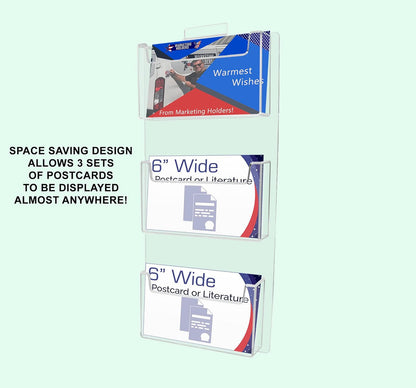 Slatwall 6"W Postcard Holder 3 Pocket Index Time Card Rack