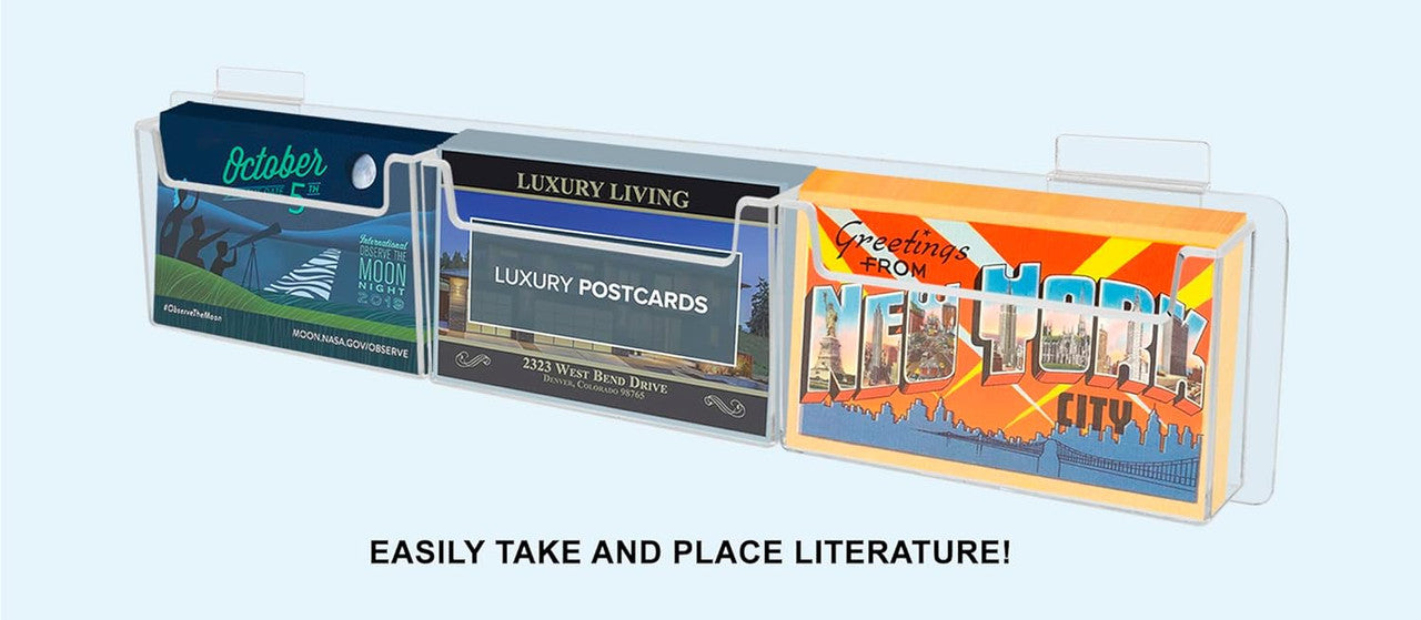 Slatwall 6"W Postcard Holder Three Pocket Index Time Card Rack