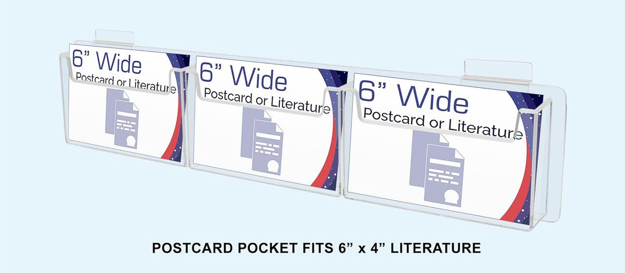 Slatwall 6"W Postcard Holder Three Pocket Index Time Card Rack