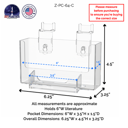 Slatwall 6"W Postcard Holder with Business Card Slot