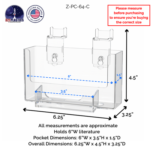 Slatwall 6"W Postcard Holder with Business Card Slot