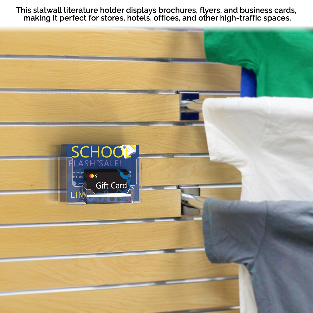 Slatwall 6"W Postcard Holder with Business Card Slot