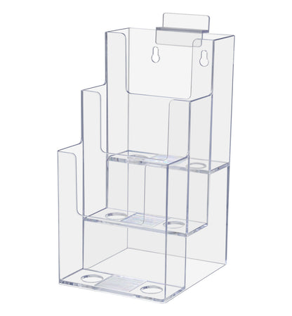 Slatwall 4"W Brochure Holder 3 Tier Rack Card Display