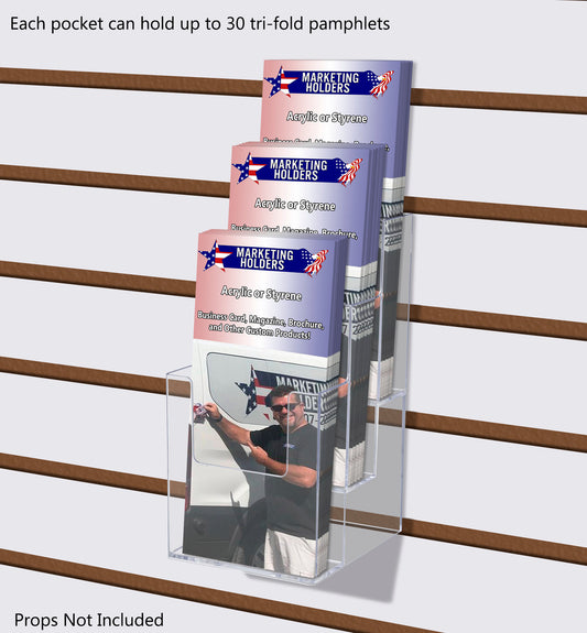 Slatwall 4"W Brochure Holder 3 Tier Rack Card Display