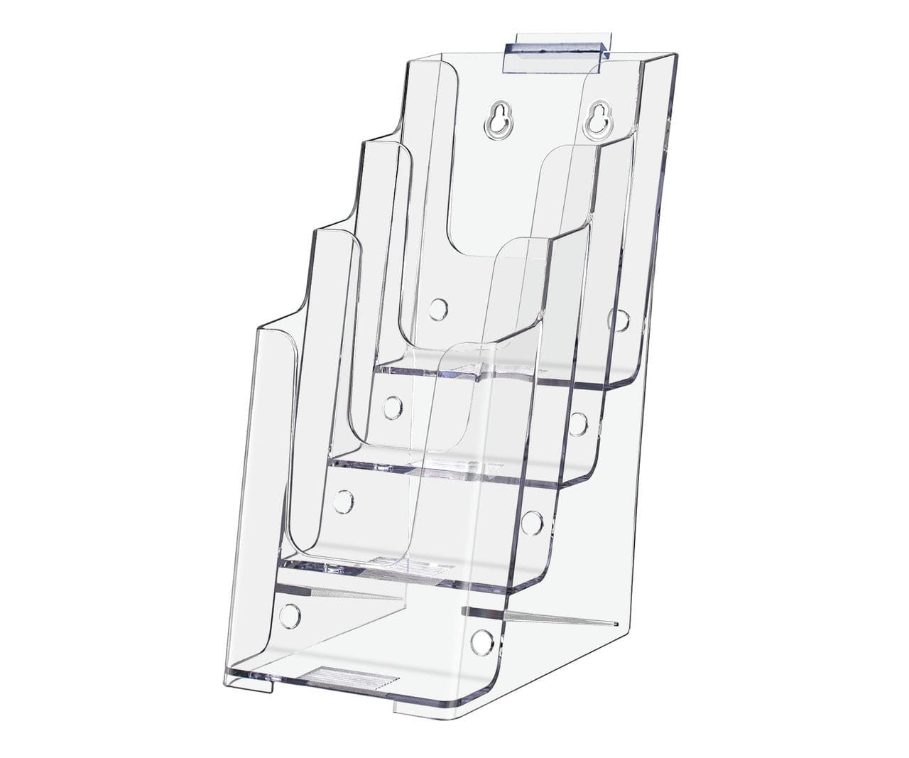 Slatwall 4"W Literature Display 4 Tier Trifold Brochure Holder