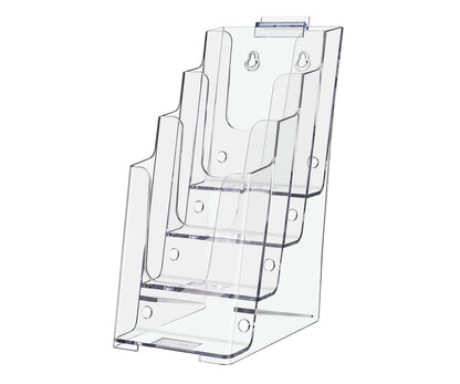 Slatwall 4"W Literature Display 4 Tier Trifold Brochure Holder