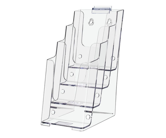 Slatwall 4"W Literature Display 4 Tier Trifold Brochure Holder