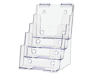 Slatwall 6"W Bifold Brochure Holder 4 Pocket Tiered Display