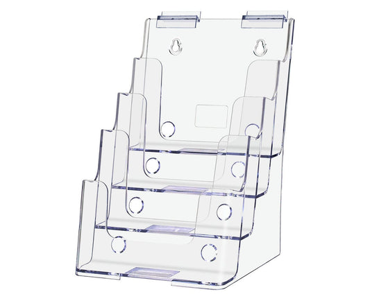 Slatwall 6"W Bifold Brochure Holder 4 Pocket Tiered Display