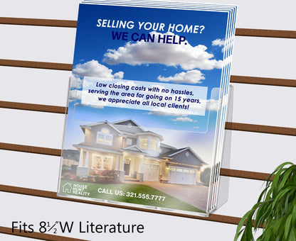 Slatwall 8.5"W Flyer Display Rack Advertisement Holder