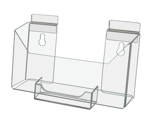 Slatwall 7.5"W Postcard Holder with Attached Business Card Pocket