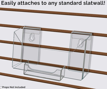 Slatwall 7.5"W Postcard Holder with Attached Business Card Pocket