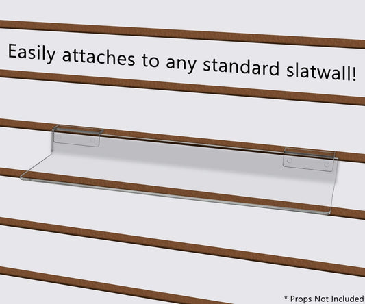 12" x 4.5" x 1.75" Clear Acrylic Slatwall Product Display Shelf