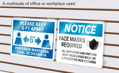 11"W x 8.5"H Slatwall Sign Holder Safety Info Slanted Display