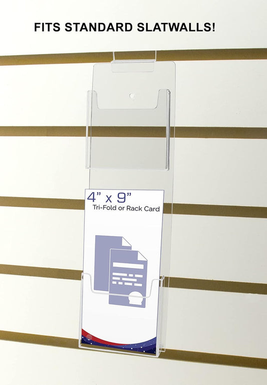 Slatwall 4"W Trifold Brochure Holder 2 Pocket Display