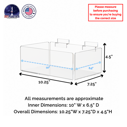 Slatwall 10" Single Compartment Organizer Storage Tray