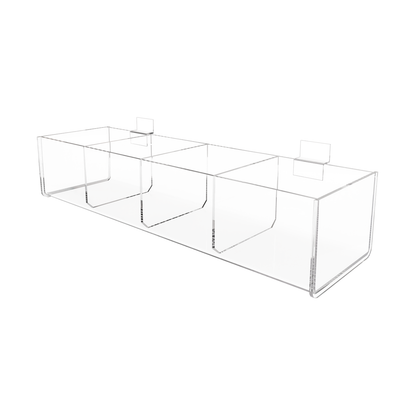 Slatwall 15.75"W Acrylic 4 Compartment Retail Product Storage Bin