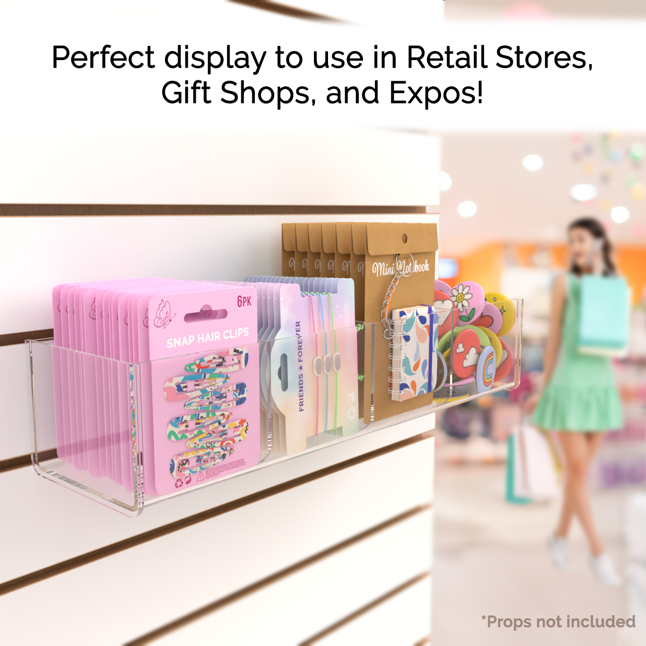 Slatwall 15.75"W Acrylic 4 Compartment Retail Product Storage Bin